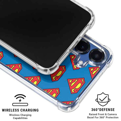 DC Comics Superman Logo Pattern Galaxy S25 Plus Clear Case