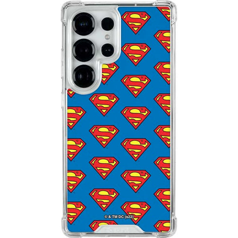 DC Comics Superman Logo Pattern Galaxy S25 Ultra Clear Case