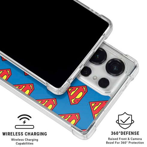 DC Comics Superman Logo Pattern Galaxy S25 Ultra Clear Case