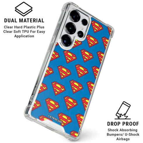 DC Comics Superman Logo Pattern Galaxy S25 Ultra Clear Case