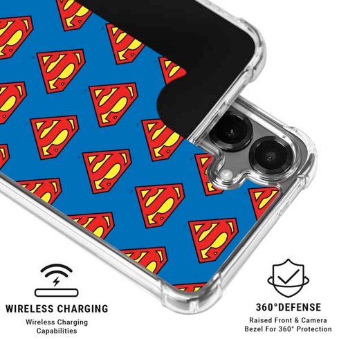 DC Comics Superman Logo Pattern Galaxy S26 Plus Clear Case