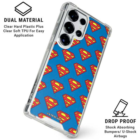 DC Comics Superman Logo Pattern Galaxy S26 Ultra Clear Case