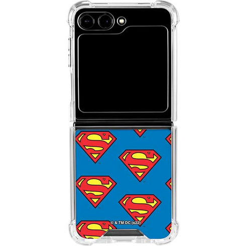 DC Comics Superman Logo Pattern Galaxy Z Flip6 Clear Case
