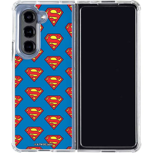 DC Comics Superman Logo Pattern Galaxy Z Fold5 5G Clear Case