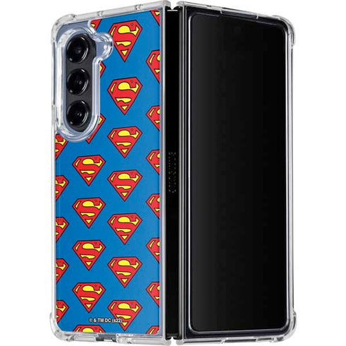 DC Comics Superman Logo Pattern Galaxy Z Fold5 5G Clear Case