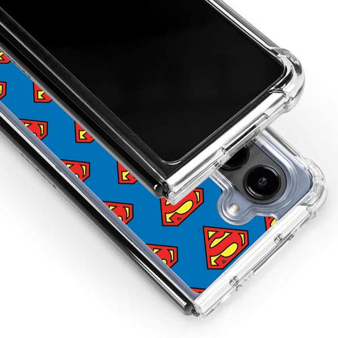 DC Comics Superman Logo Pattern Galaxy Z Fold5 5G Clear Case