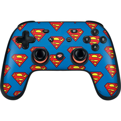 DC Comics Superman Logo Pattern Google Stadia Controller Skin