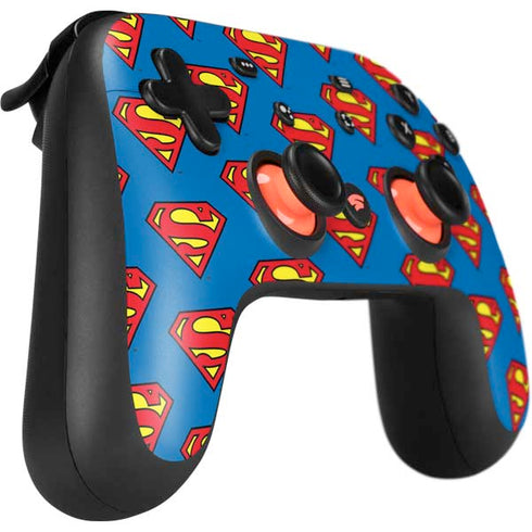 DC Comics Superman Logo Pattern Google Stadia Controller Skin