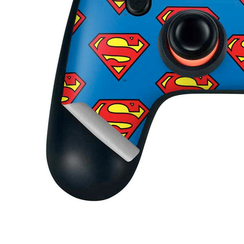 DC Comics Superman Logo Pattern Google Stadia Controller Skin