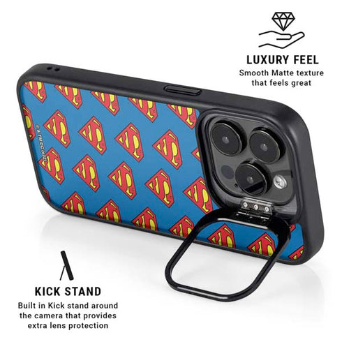 DC Comics Superman Logo Pattern iPhone 13 Pro Kickstand Case