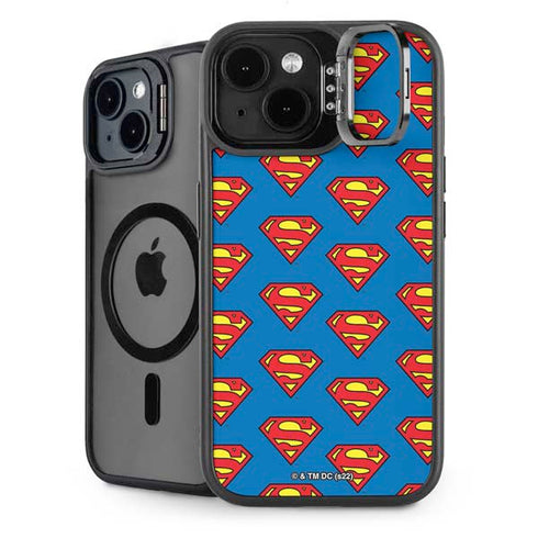 DC Comics Superman Logo Pattern iPhone 14 Plus Kickstand Case