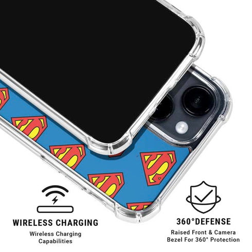 DC Comics Superman Logo Pattern iPhone 15 Clear Case