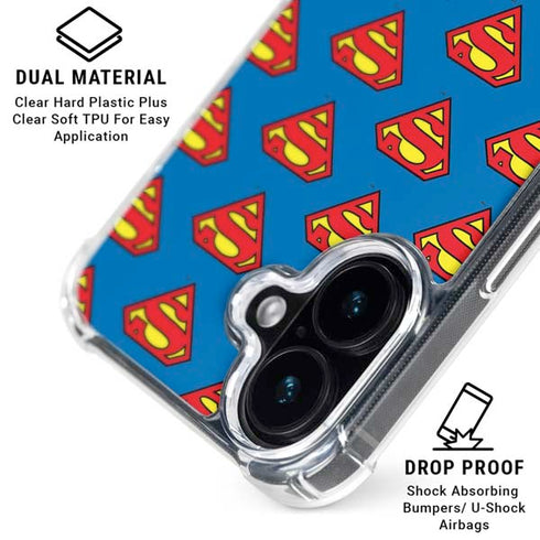 DC Comics Superman Logo Pattern iPhone 16 Clear Case
