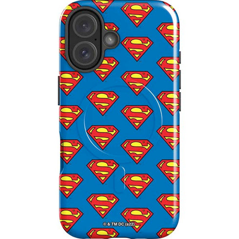 DC Comics Superman Logo Pattern iPhone 16 Magsafe Impact Case