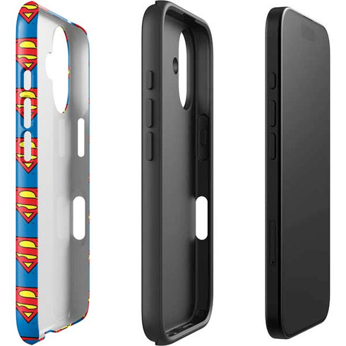 DC Comics Superman Logo Pattern iPhone 16 Plus Impact Case