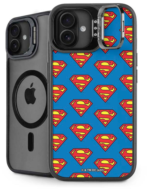 DC Comics Superman Logo Pattern iPhone 16 Plus Kickstand Case