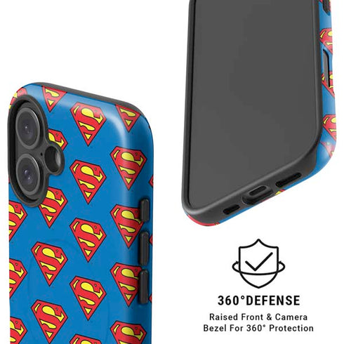 DC Comics Superman Logo Pattern iPhone 16 Plus Magsafe Impact Case
