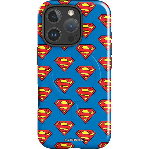 DC Comics Superman Logo Pattern iPhone 16 Pro Magsafe Impact Case