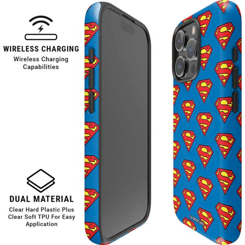 DC Comics Superman Logo Pattern iPhone 16 Pro Magsafe Impact Case