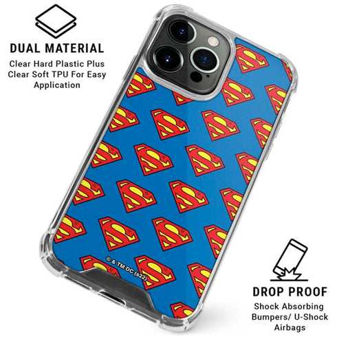 DC Comics Superman Logo Pattern iPhone 16 Pro Max Clear Case