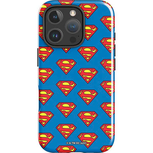 DC Comics Superman Logo Pattern iPhone 16 Pro Max Impact Case