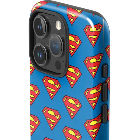 DC Comics Superman Logo Pattern iPhone 16 Pro Max Impact Case