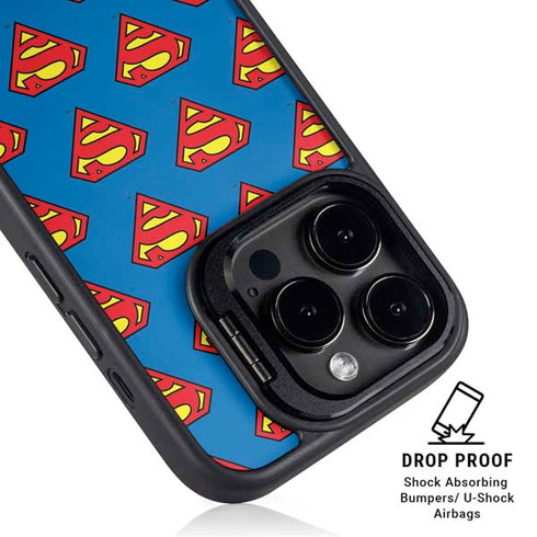 DC Comics Superman Logo Pattern iPhone 16 Pro Max Kickstand Case