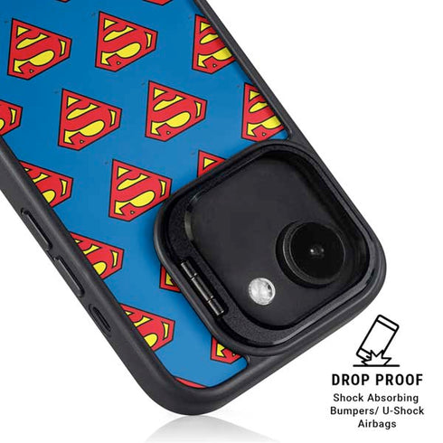 DC Comics Superman Logo Pattern iPhone 16e Kickstand Case