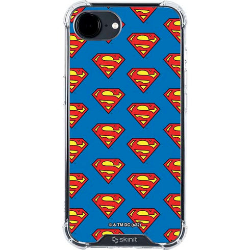 DC Comics Superman Logo Pattern iPhone 16e Clear Case