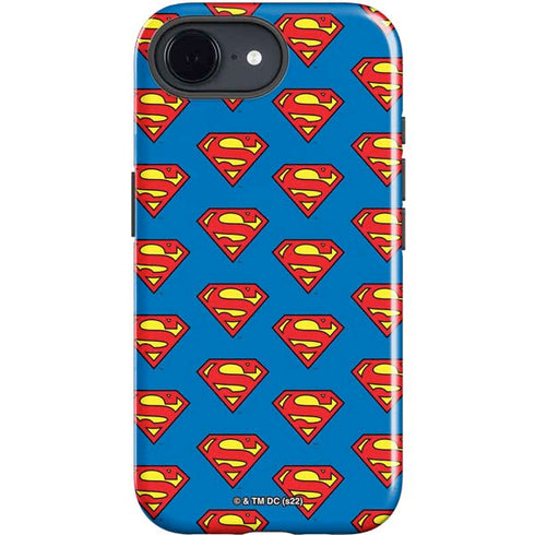 DC Comics Superman Logo Pattern iPhone 16e Impact Case