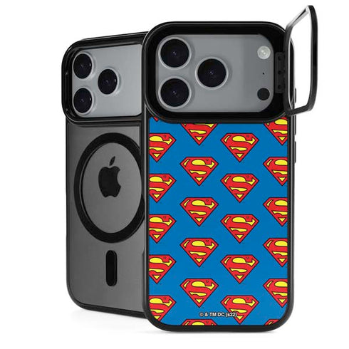 DC Comics Superman Logo Pattern iPhone 18 Pro Kickstand Case