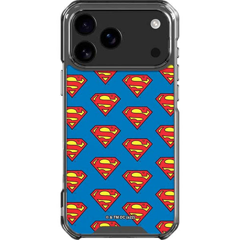 DC Comics Superman Logo Pattern iPhone 18 Pro Max Clear Case