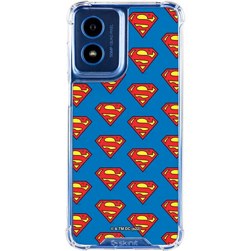DC Comics Superman Logo Pattern Moto G Play 4G (2024) Clear Case
