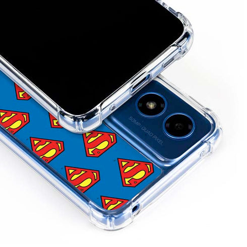 DC Comics Superman Logo Pattern Moto G Play 4G (2024) Clear Case