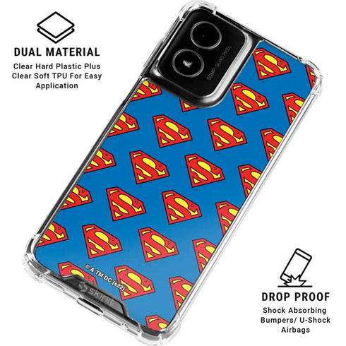 DC Comics Superman Logo Pattern Moto G Power 5G (2024) Clear Case