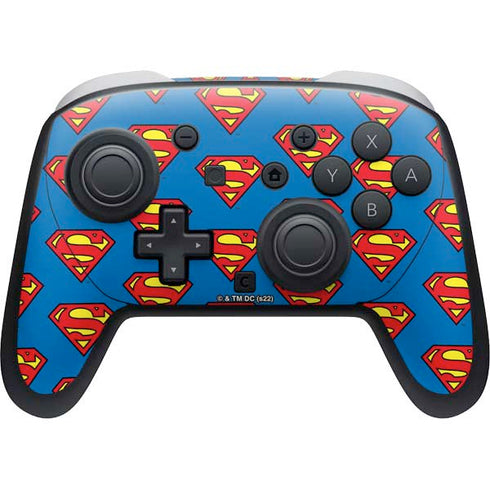 DC Comics Superman Logo Pattern Nintendo Switch 2 (2025) Pro Controller Skin