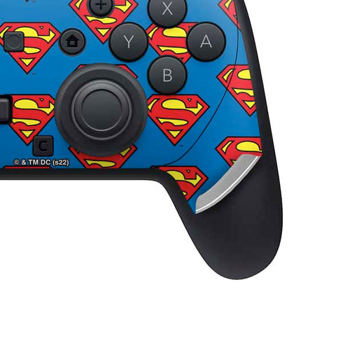 DC Comics Superman Logo Pattern Nintendo Switch 2 (2025) Pro Controller Skin