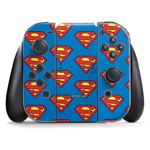 DC Comics Superman Logo Pattern Nintendo Skins