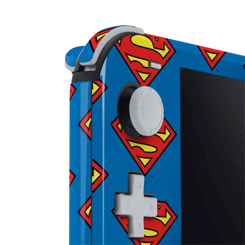 DC Comics Superman Logo Pattern Nintendo Switch Lite Skin