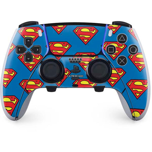 DC Comics Superman Logo Pattern PS5 DualSense Edge Pro Controller Skin