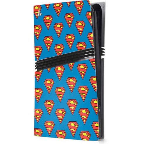 DC Comics Superman Logo Pattern PS5 Pro Console Skin