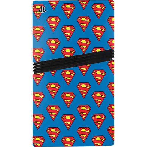 DC Comics Superman Logo Pattern PS5 Pro Console Skin