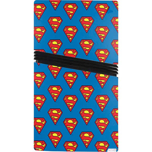 DC Comics Superman Logo Pattern PS5 Pro Console Skin