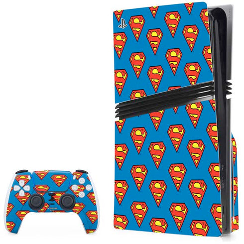 DC Comics Superman Logo Pattern PS5 Pro Disk Bundle Skin