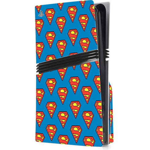 DC Comics Superman Logo Pattern PS5 Pro Disk Console Skin