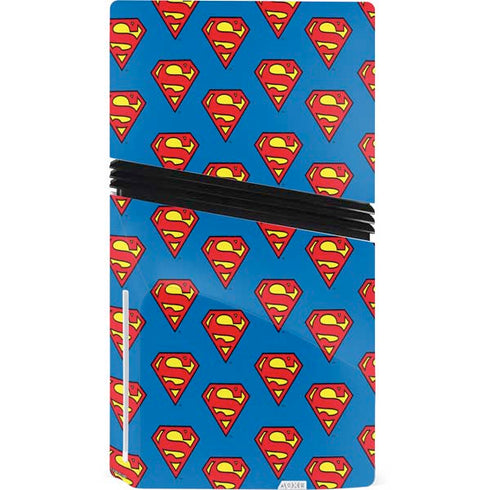 DC Comics Superman Logo Pattern PS5 Pro Disk Console Skin
