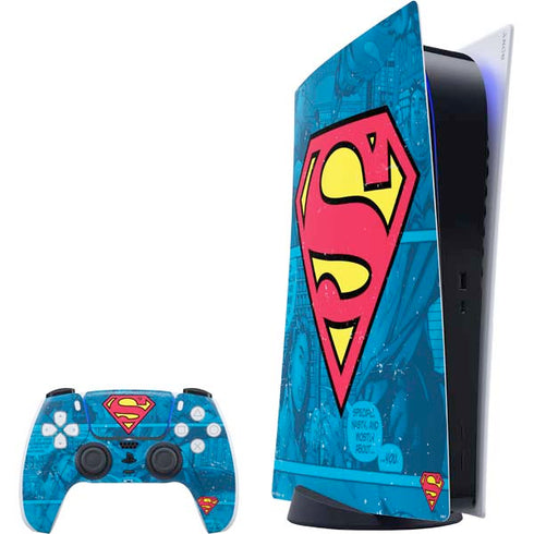 DC Comics Superman Logo Background Pattern PlayStation PS5 Skins