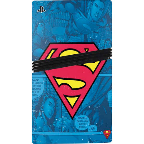 DC Comics Superman Logo Background Pattern PS5 Pro Bundle Skin