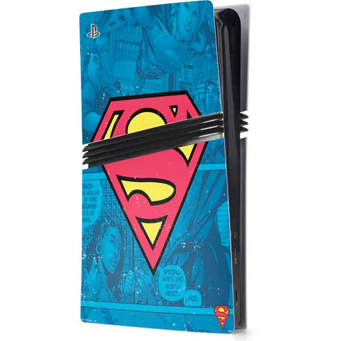DC Comics Superman Logo Background Pattern PS5 Pro Console Skin