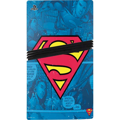 DC Comics Superman Logo Background Pattern PS5 Pro Disk Bundle Skin
